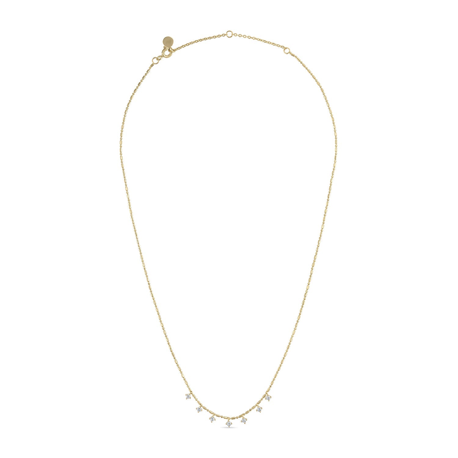 14k Gold Vermeil Layering Dangle CZ on Beaded  Chain