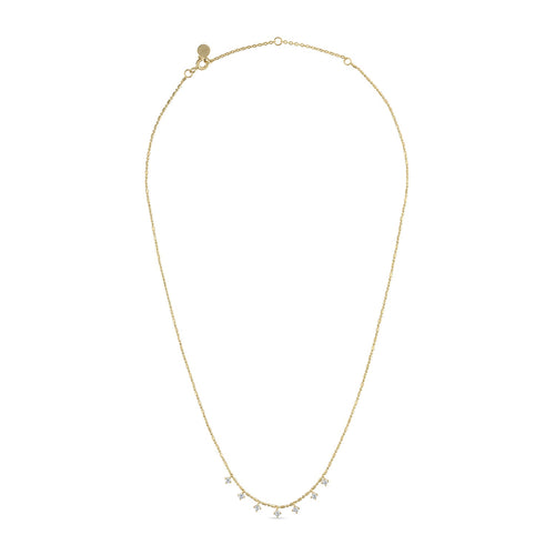 14k Gold Vermeil Layering Dangle CZ on Beaded  Chain