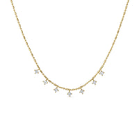 14k Gold Vermeil Layering Dangle CZ on Beaded  Chain