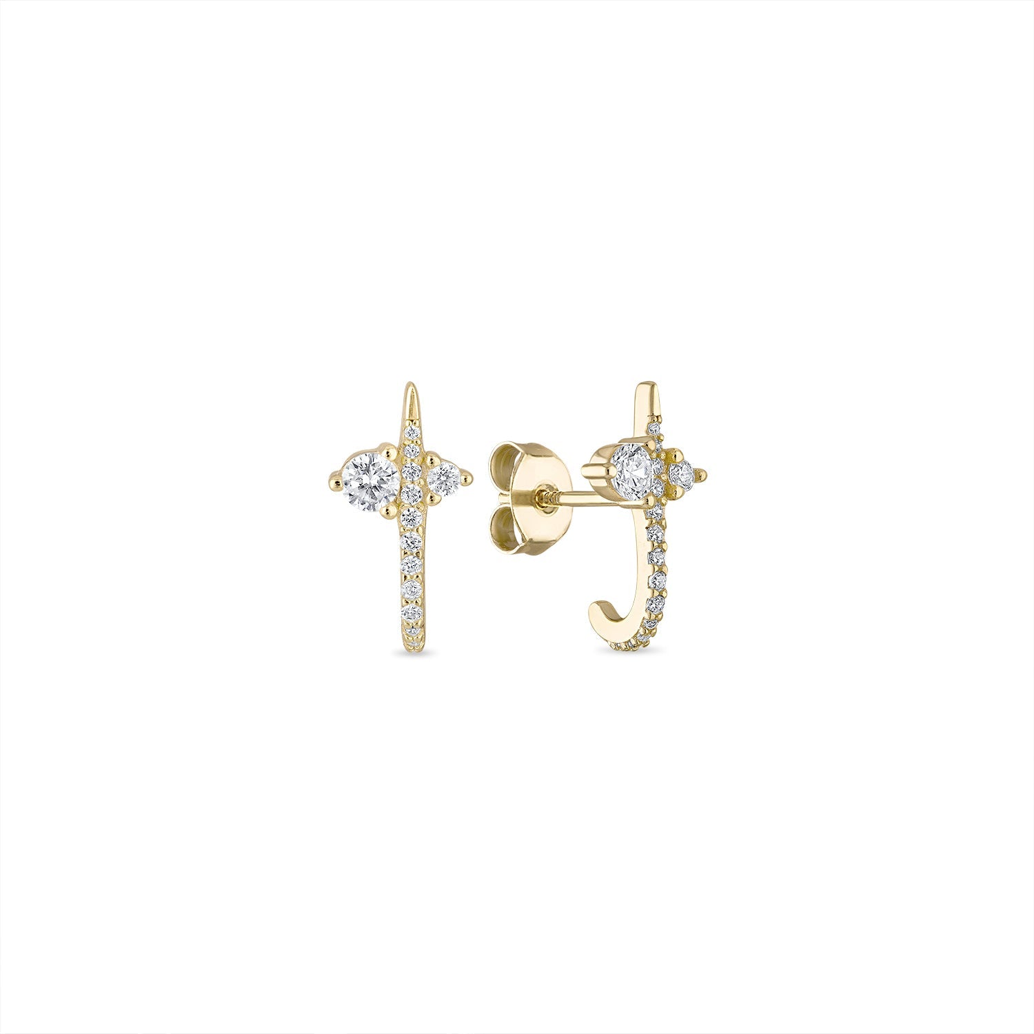 925 Sterling Silver Radiance Curve CZ Stud Earrings