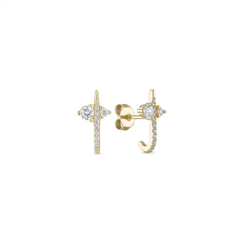 925 Sterling Silver Radiance Curve CZ Stud Earrings