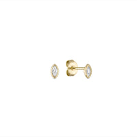 925 Sterling Silver Bezel Set CZ Diamond Marquise Studs