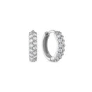 925 Sterling Silver Double Row CZ Pavé Huggie Hoops