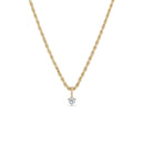 925 Sterling Silver Rope Chain Necklace with White Sapphire Charm