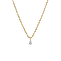 925 Sterling Silver Rope Chain Necklace with White Sapphire Charm