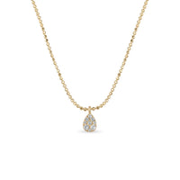14k Vermeil Diamond-Cut Chain Necklace with White Sapphire Teardrop
