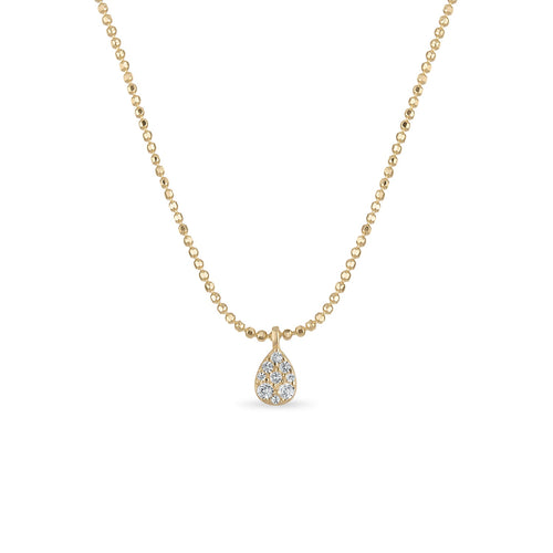 14k Vermeil Diamond-Cut Chain Necklace with White Sapphire Teardrop