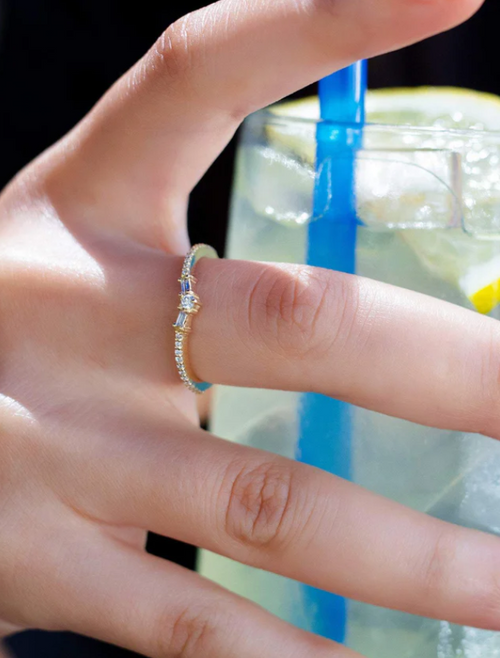 14k Gold Diamond Baguette Stacking Ring