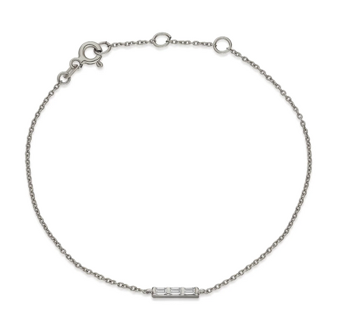 14k Gold Baguette Diamond Dainty Bracelet
