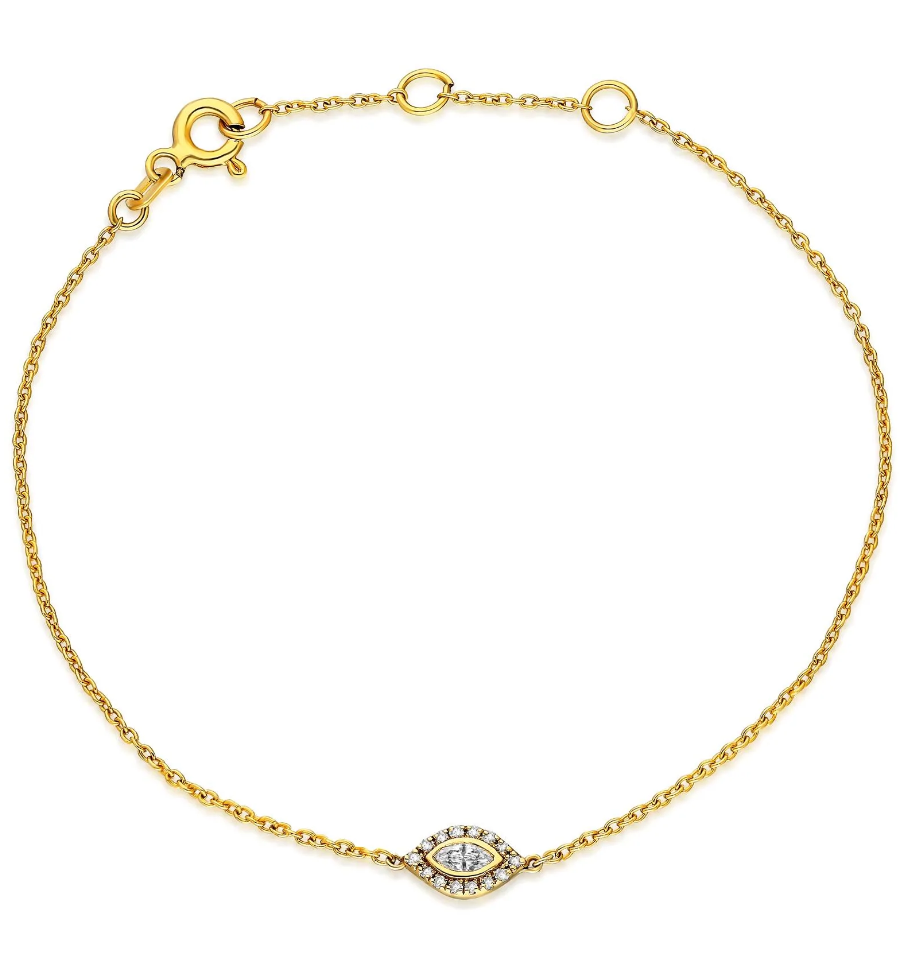 14k Gold Evil Eye Diamond Bracelet