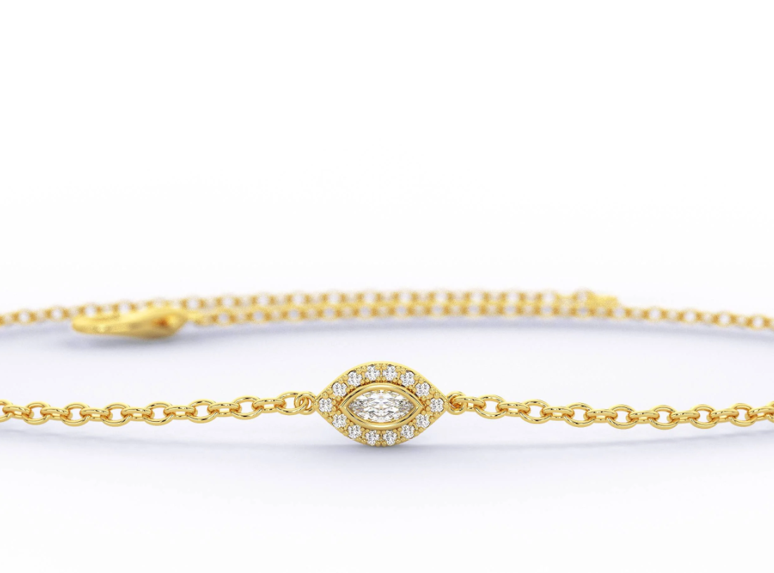 14k Gold Evil Eye Diamond Bracelet