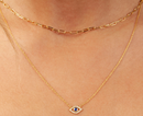 14k Gold Diamond & Sapphire Evil Eye Necklace