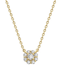 14k Gold Diamond Halo Flower Necklace