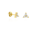 14k Gold Flower Trio Diamond Studs Earrings