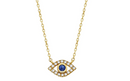 14k Gold Diamond & Sapphire Evil Eye Necklace