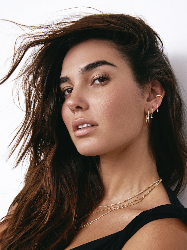 14k Gold Dangle Diamond Hoop Earrings