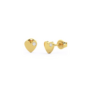 14k Gold & Diamond Accent Heart Stud Earrings
