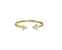 14k Gold Flower Cluster Diamond Open Stacking Ring