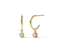 14k Gold Dangle Diamond Hoop Earrings