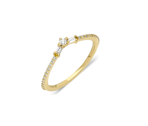 14k Gold Diamond Baguette Stacking Ring