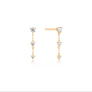 14k Gold Diamond Delicate Dangle Chain Stud Earrings