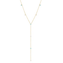 14k Gold White Topaz & Turquoise Lariat Necklace