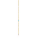 14k Gold White Topaz & Turquoise Lariat Necklace