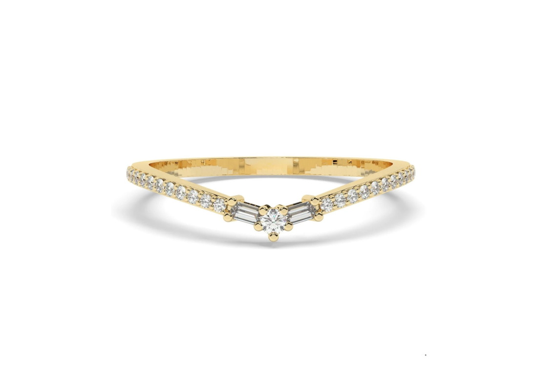 14k Gold Diamond Baguette Stacking Ring