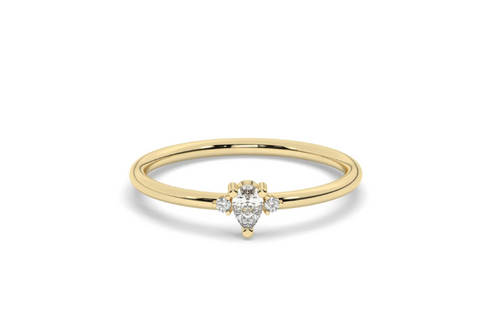 14k Gold Pear Diamond Stacking Ring