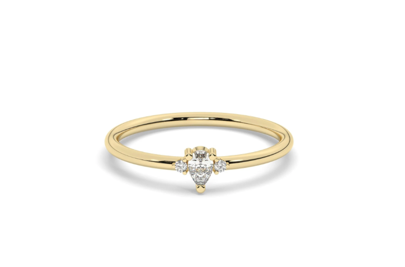 14k Gold Pear Diamond Stacking Ring