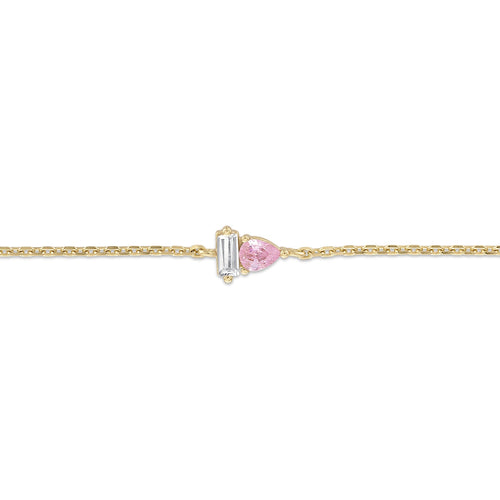 14k Vermeil Pink Sapphire & White CZ Duo Bracelet