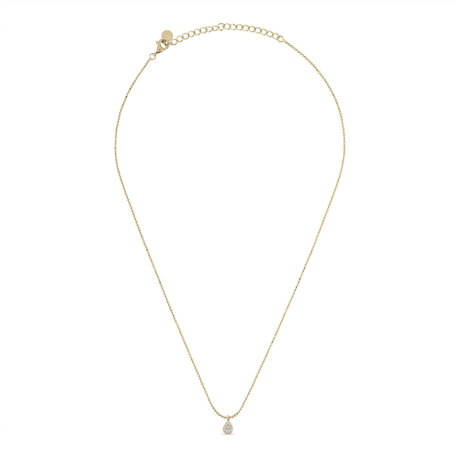 14k Vermeil Diamond-Cut Chain Necklace with White Sapphire Teardrop