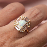 Opal & Topaz Baguette Fire Ring: 7