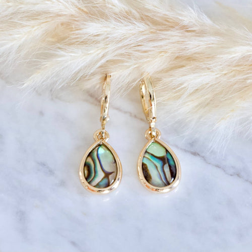 Abalone Huggie Earrings