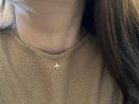 Airplane jet plane charm pendant necklace travel 18k GF