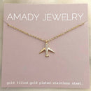 Airplane jet plane charm pendant necklace travel 18k GF