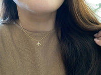 Airplane jet plane charm pendant necklace travel 18k GF