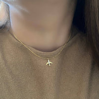 Airplane jet plane charm pendant necklace travel 18k GF