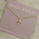 Airplane jet plane charm pendant necklace travel 18k GF