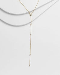 ALIA Evil Eye Lariat Necklace White Gold for Elegance