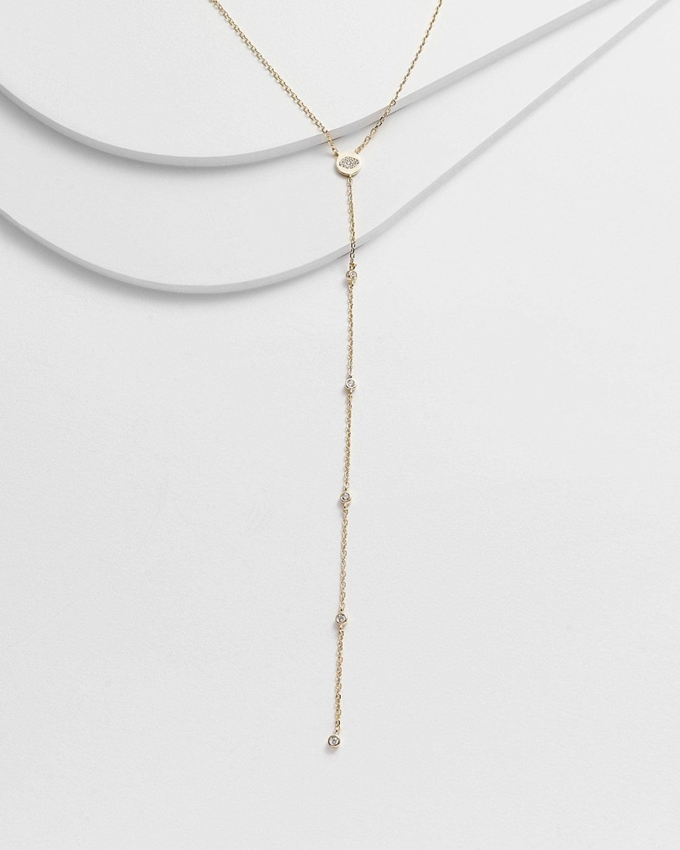 ALIA Evil Eye Lariat Necklace White Gold for Elegance