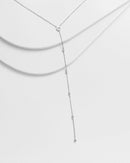 ALIA Evil Eye Lariat Necklace White Gold for Elegance