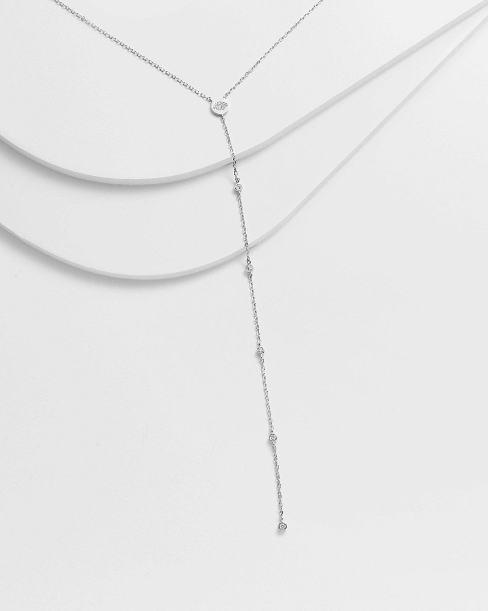 ALIA Evil Eye Lariat Necklace White Gold for Elegance