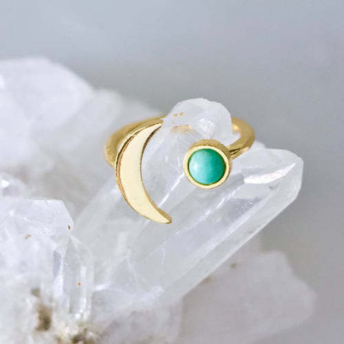 Amazonite Sun and Moon Ring