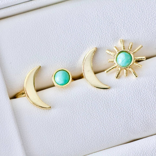 Amazonite Sun and Moon Ring