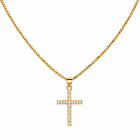 Angelic 14K Gold and CZ Cross Necklace