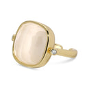 Aqua Cat Eye Square Stone Ring with Cubic Zirconia Accents