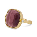 Aqua Cat Eye Square Stone Ring with Cubic Zirconia Accents