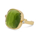 Aqua Cat Eye Square Stone Ring with Cubic Zirconia Accents