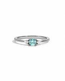 Aquamarine Cushion Ring Silver Rings by Sami Jewels